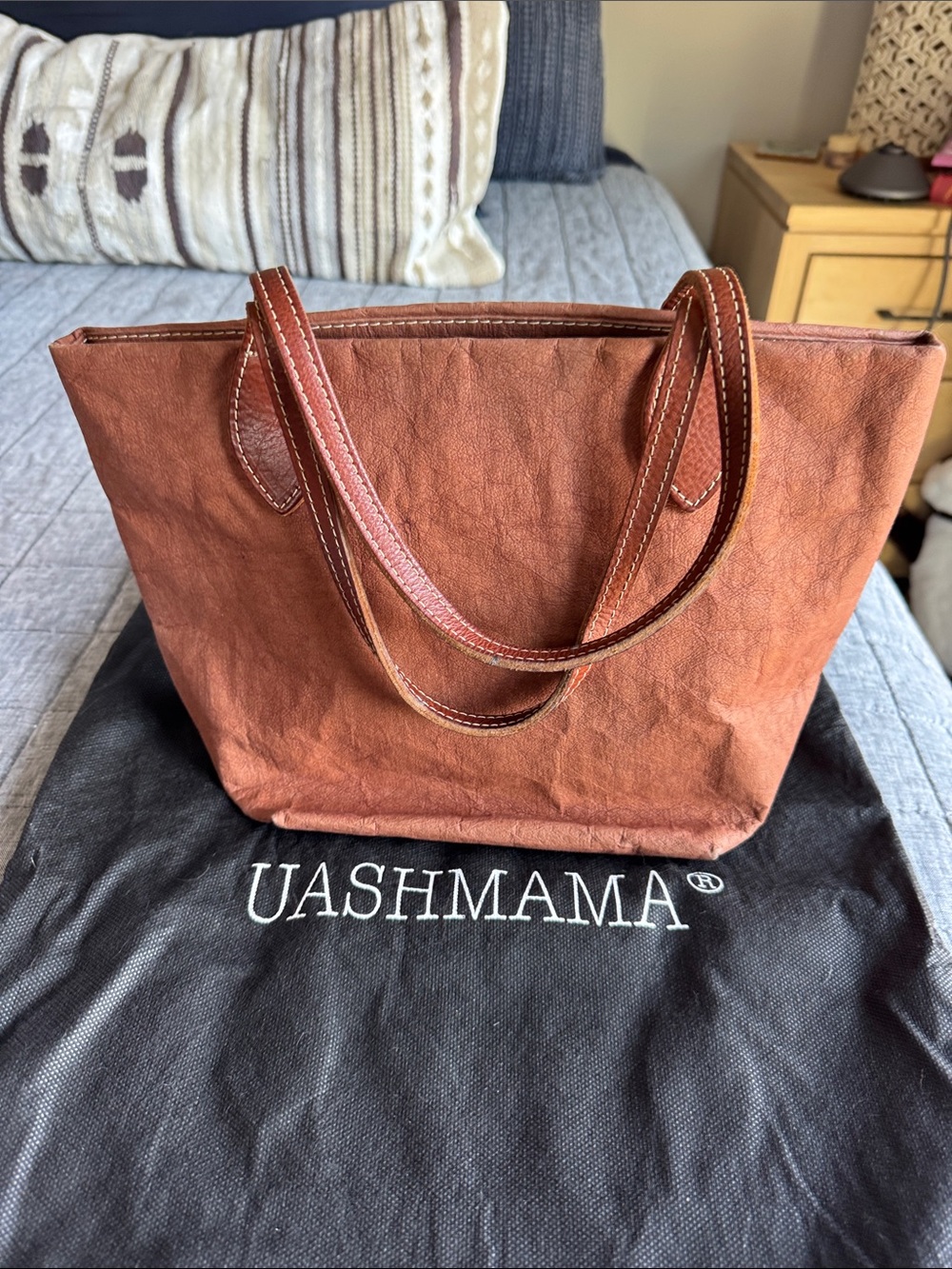 Uashmama Rust Brown Everyday Leather Tote